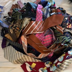 A lot of ties. Many shapes sizes.